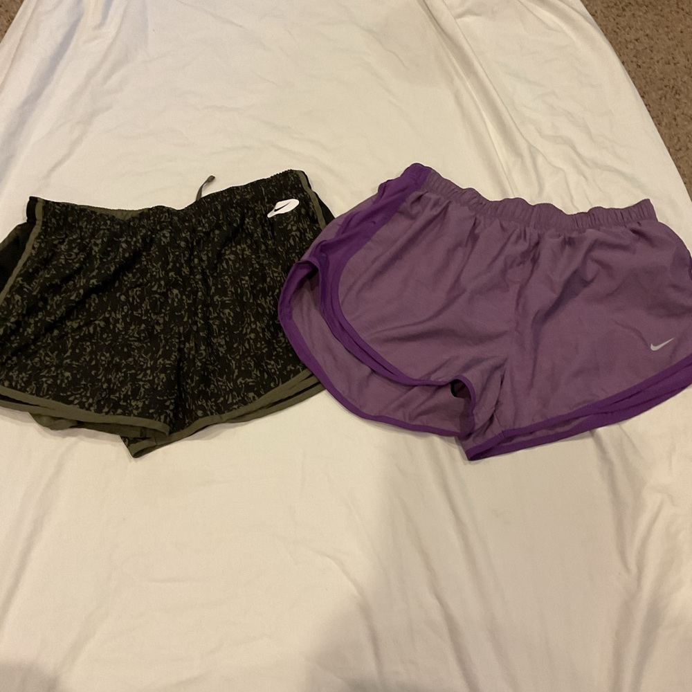 Nike Women's Athletic Shorts Duo - Black/Olive & Purple
